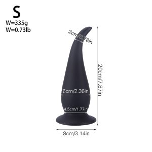 Measurements for the 335g S-size AP4144 Tapered Anal Plug.
