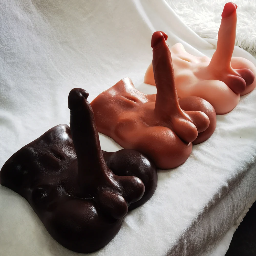 Silicone Male Torso Masturbator with Realistic Design – Black, Skin & Brown