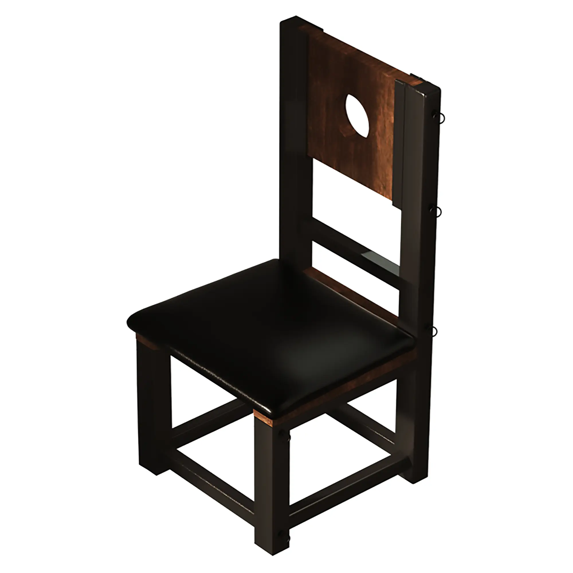 Professional M-shaped sex chair featuring solid wood texture and a sturdy black metal frame for OEM manufacturing.