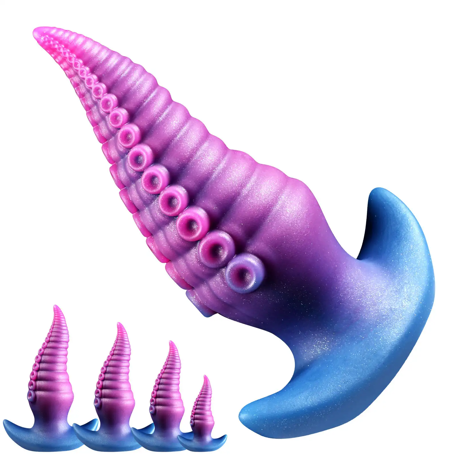 Vibrant purple-blue gradient AP4143 Tentacle Anal Plug with glitter.
