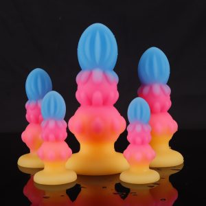 Soft silicone anal plug for beginners, the AP4145 Gourd Trainer with luminous effect.