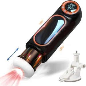 EM010 Automatic Telescopic Clamping Male Masturbator - Smart LED Display with Hands-Free Suction Cup Base