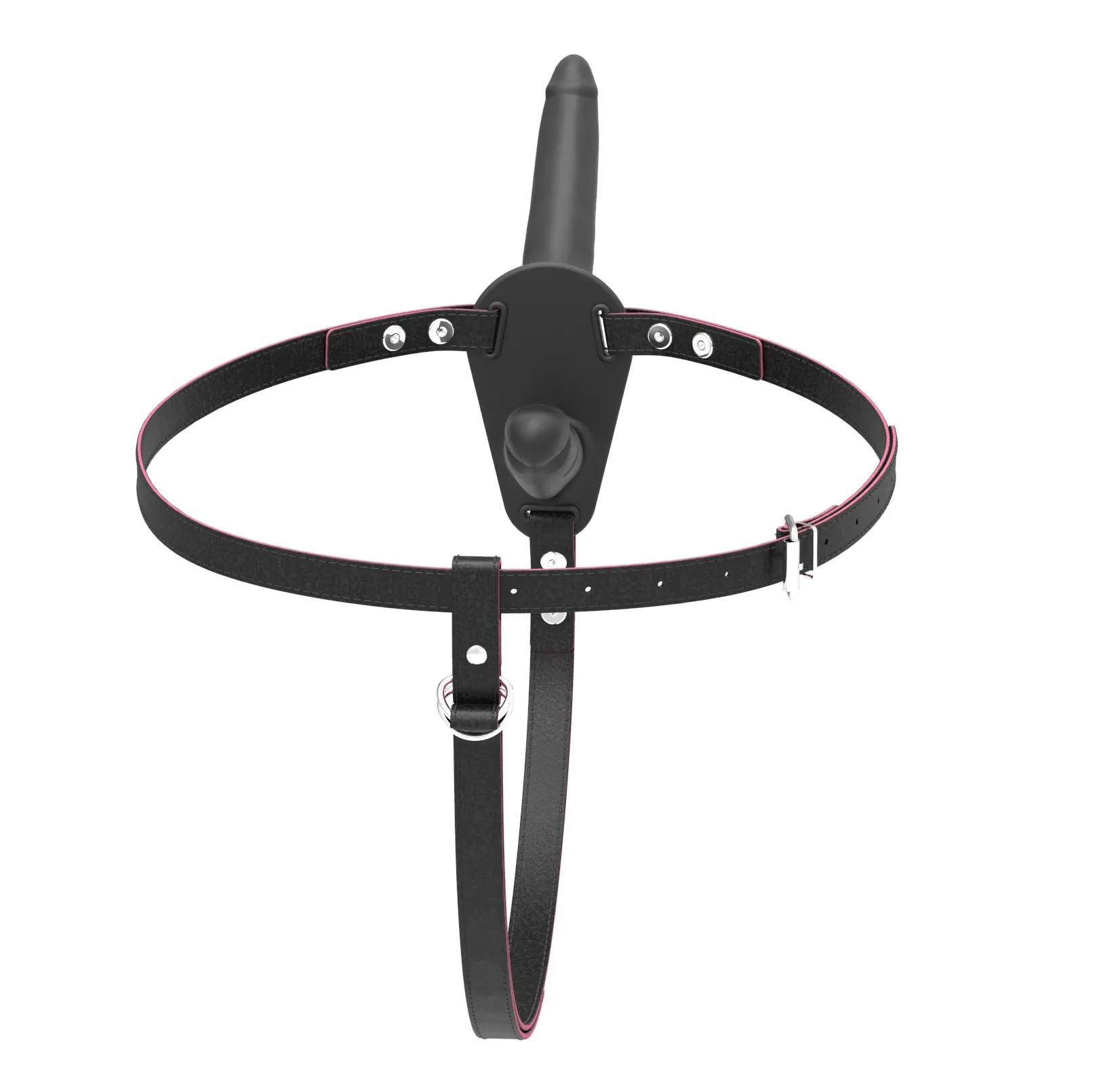 Custom Black Adjustable Strap On Harness With Dual Dildo For BDSM Couples Play Adult Pleasure Toy