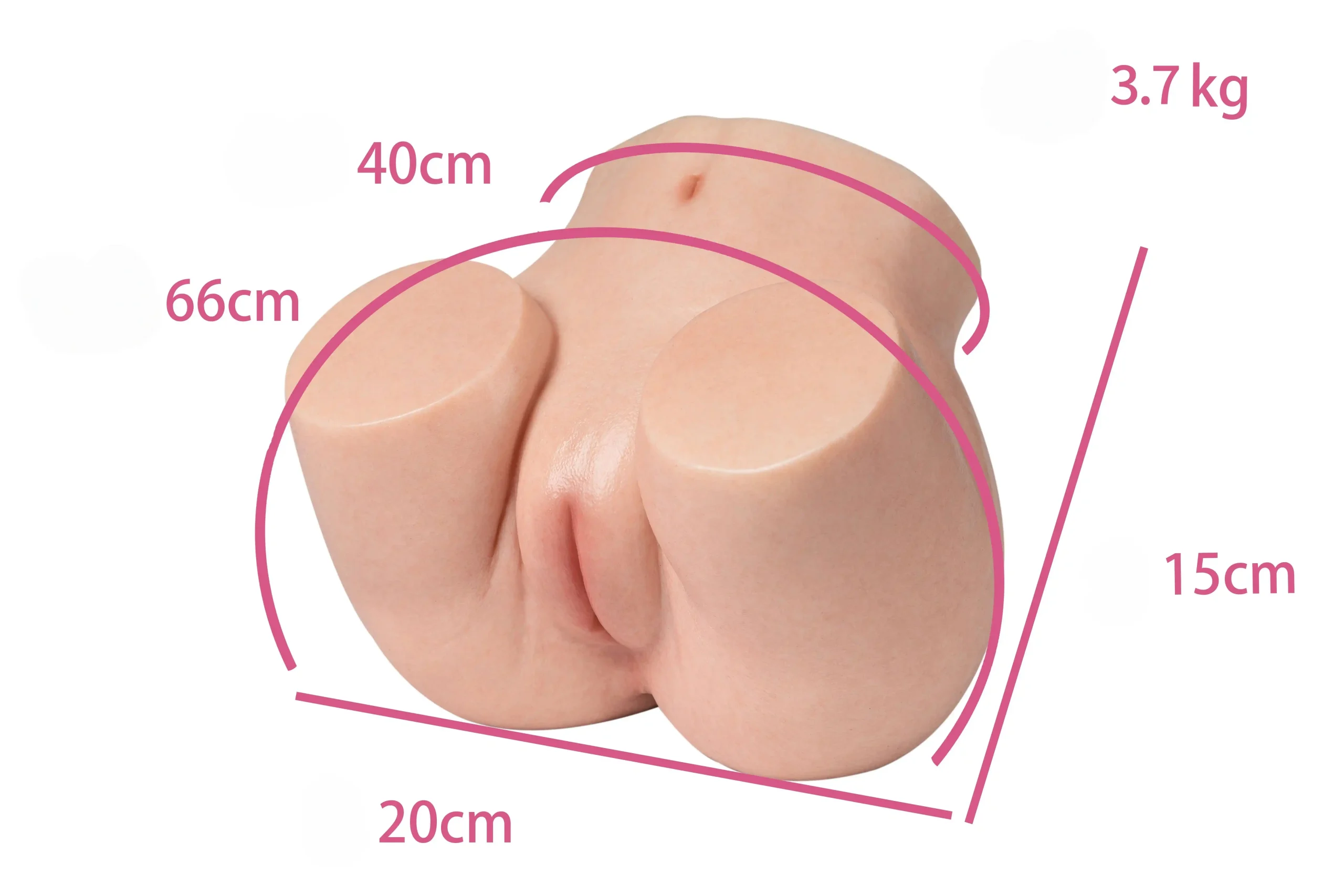 Technical dimensions of HA02-3.7KG: 66cm hip and 40cm waist.