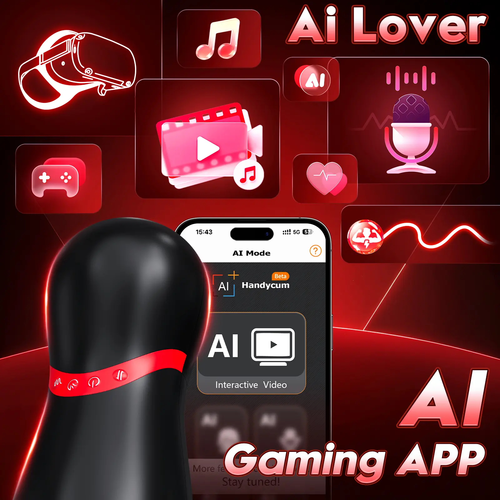 Interactive gaming mode for smart masturbator with AI lover feature