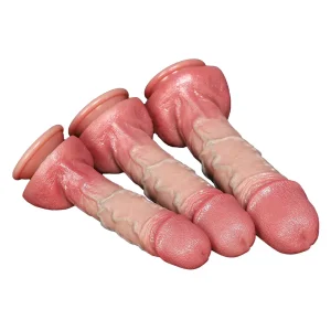 Set of three realistic liquid silicone dildos in different sizes for wholesale supply