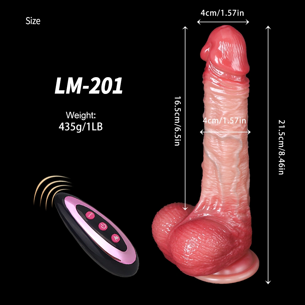 Side view of LM-201 realistic dildo highlighting the powerful suction cup base and lifelike veins.