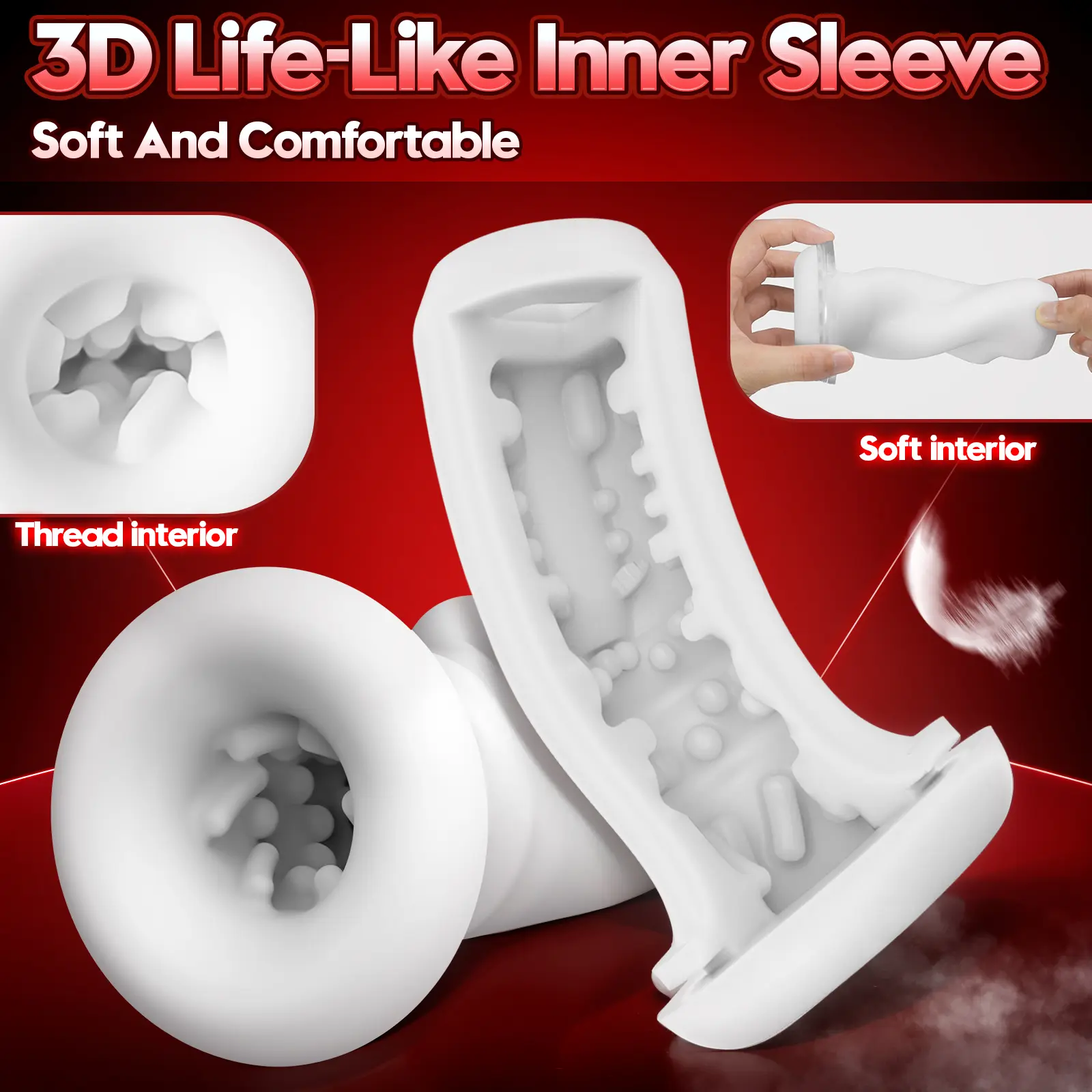 Soft TPE realistic 3D inner sleeve for male pleasure
