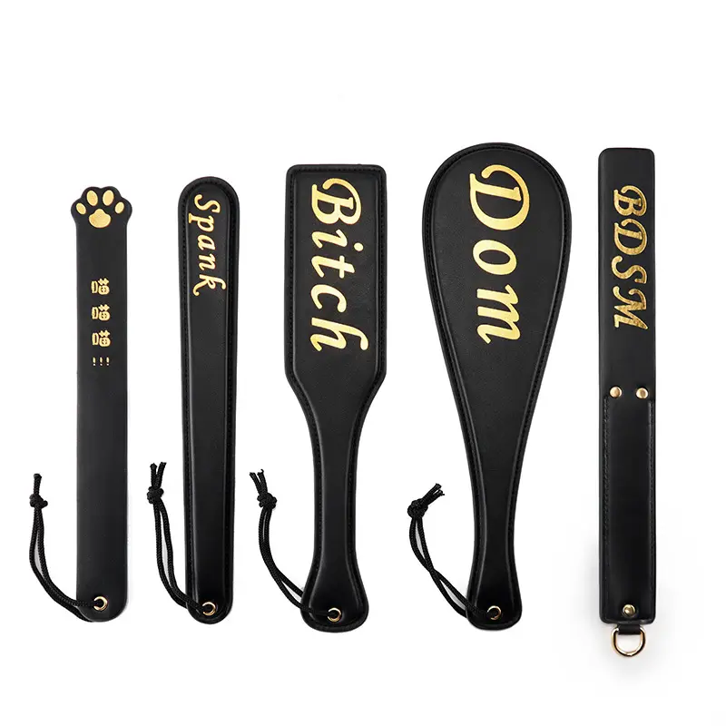 Gold-foil stamped spanking paddle SM4131 for BDSM play.