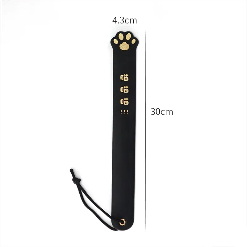 Gold-foil stamped Meow shaped spanking paddle SM4131 for BDSM play.