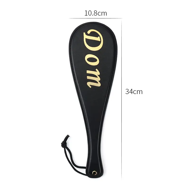 Gold-foil round leather slapper SM4131 for couple punishment sessions.