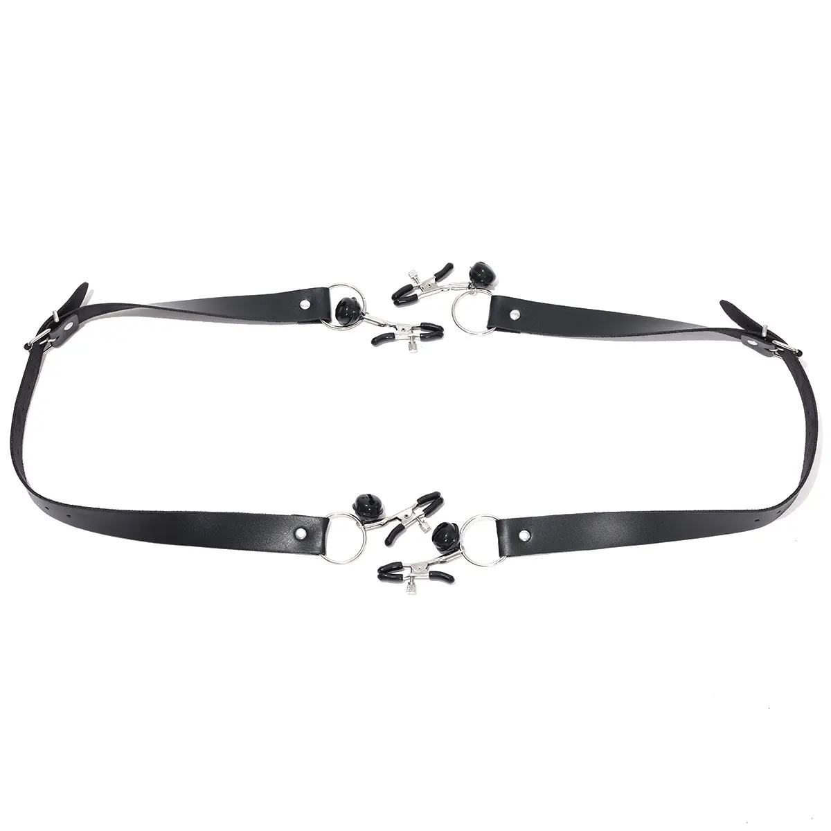 Black SM4133 BDSM Gear set with adjustable clamps and bells.