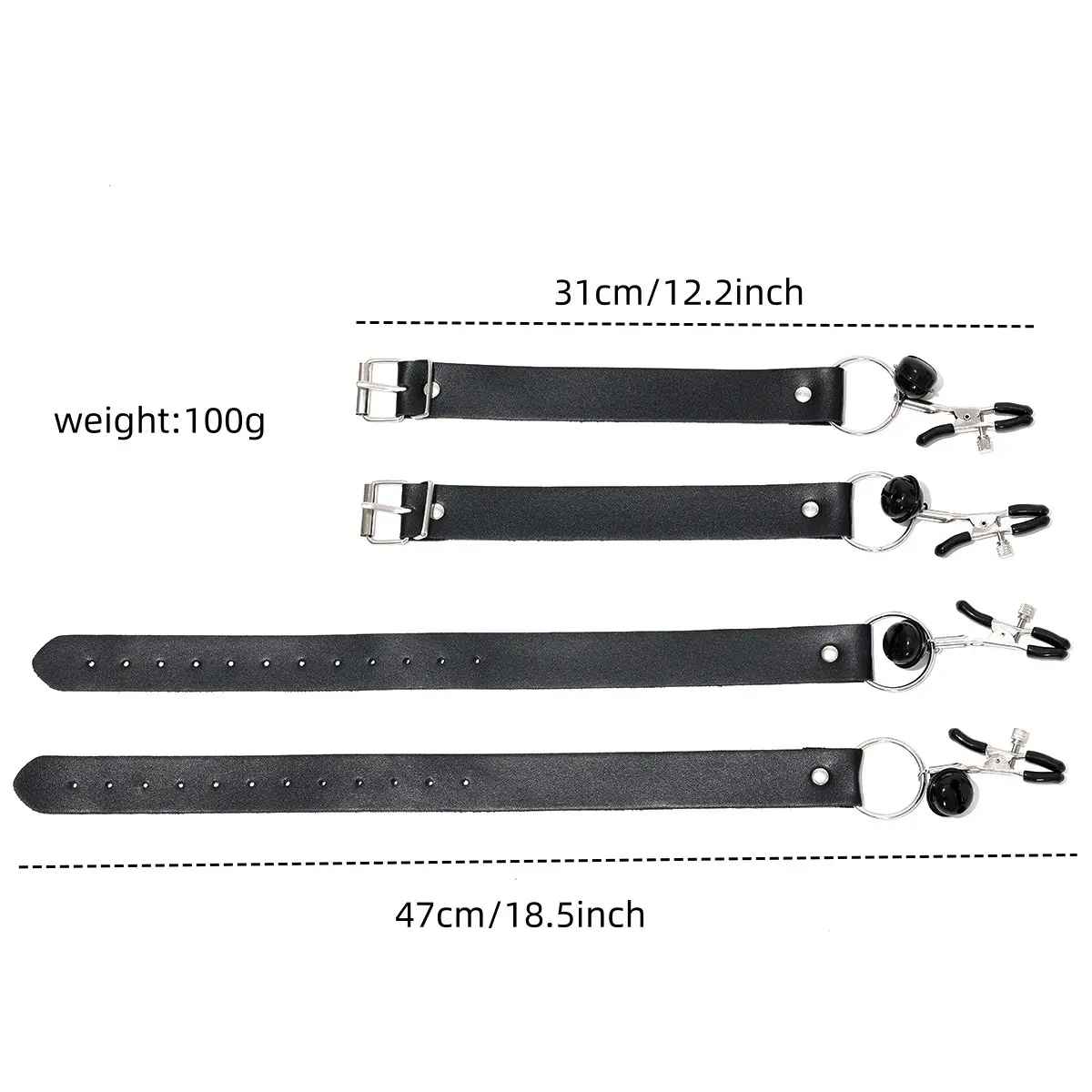 Measurement details for the SM4133 BDSM Gear PU leather straps.
