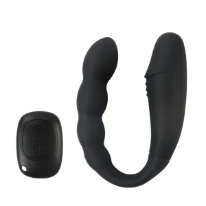 Ergonomic U-shaped remote control massager designed for hands-free pleasure and private label branding.