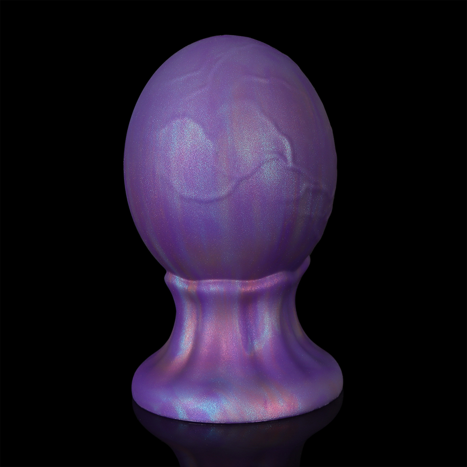 AP5142 Fantasy Dragon Egg Butt Plug full back view with iridescent purple silicone