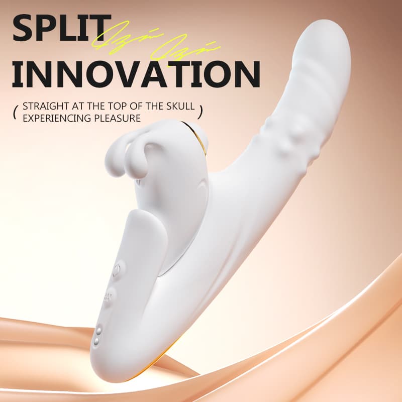 White App Controlled Thrusting Rabbit Vibrator with Suction and Heating Functions