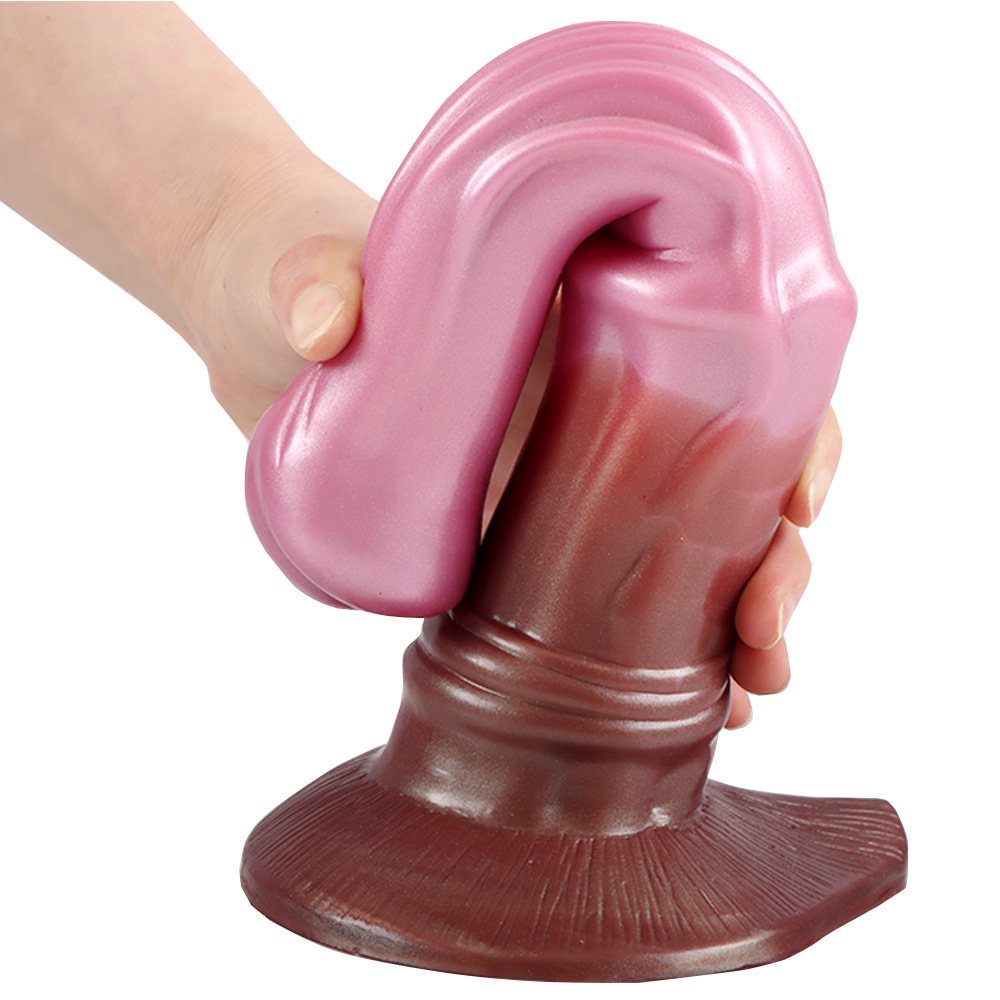 FD05272 Liquid Silicone Horse Dildo handheld bent angle view