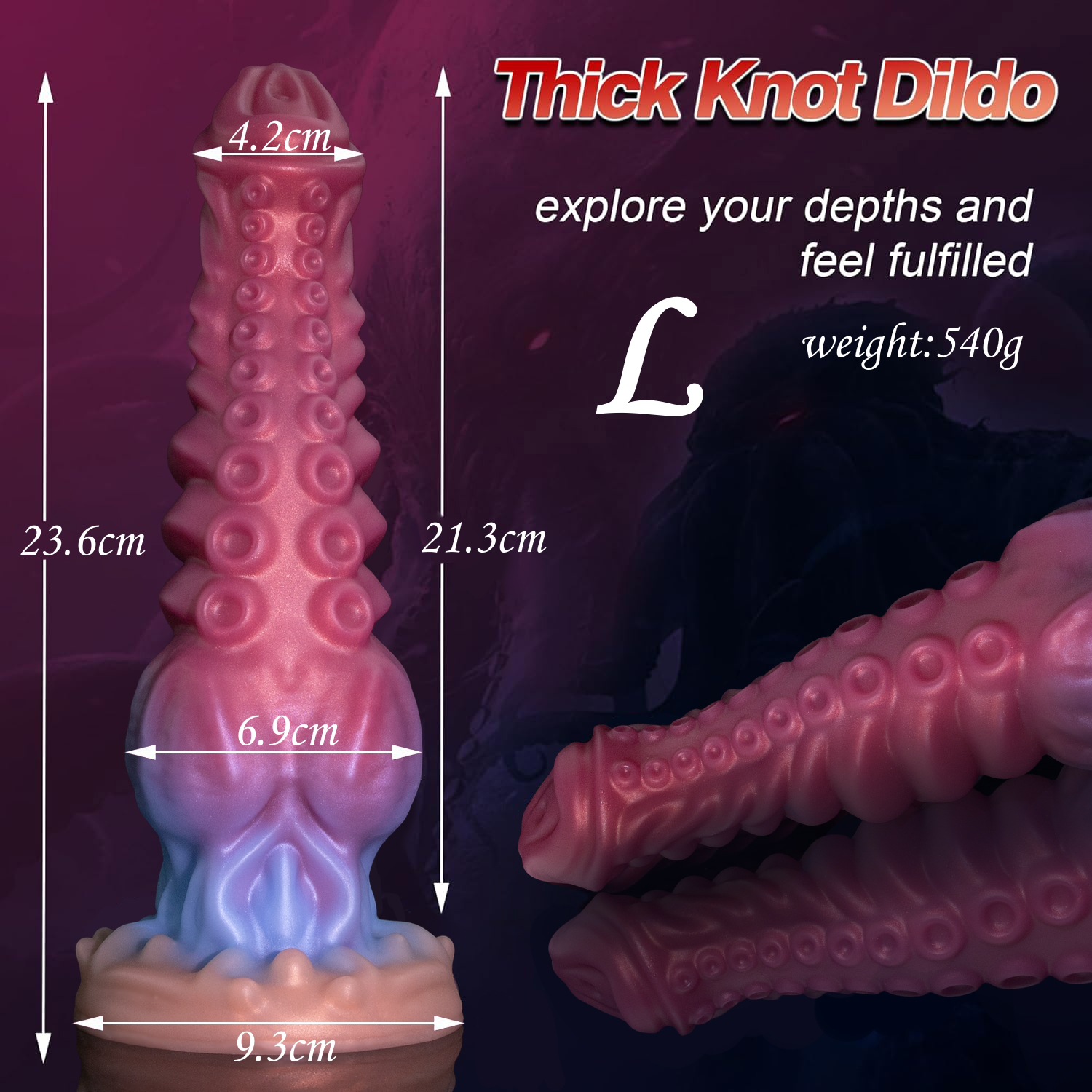 FD5252 Gradient Octopus Tentacle Dildo L size dimensions and weight