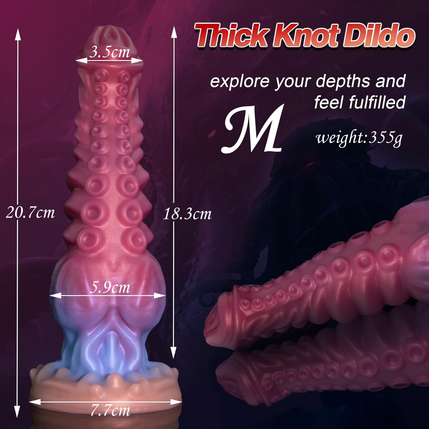 FD5252 Gradient Octopus Tentacle Dildo M size specifications and weight