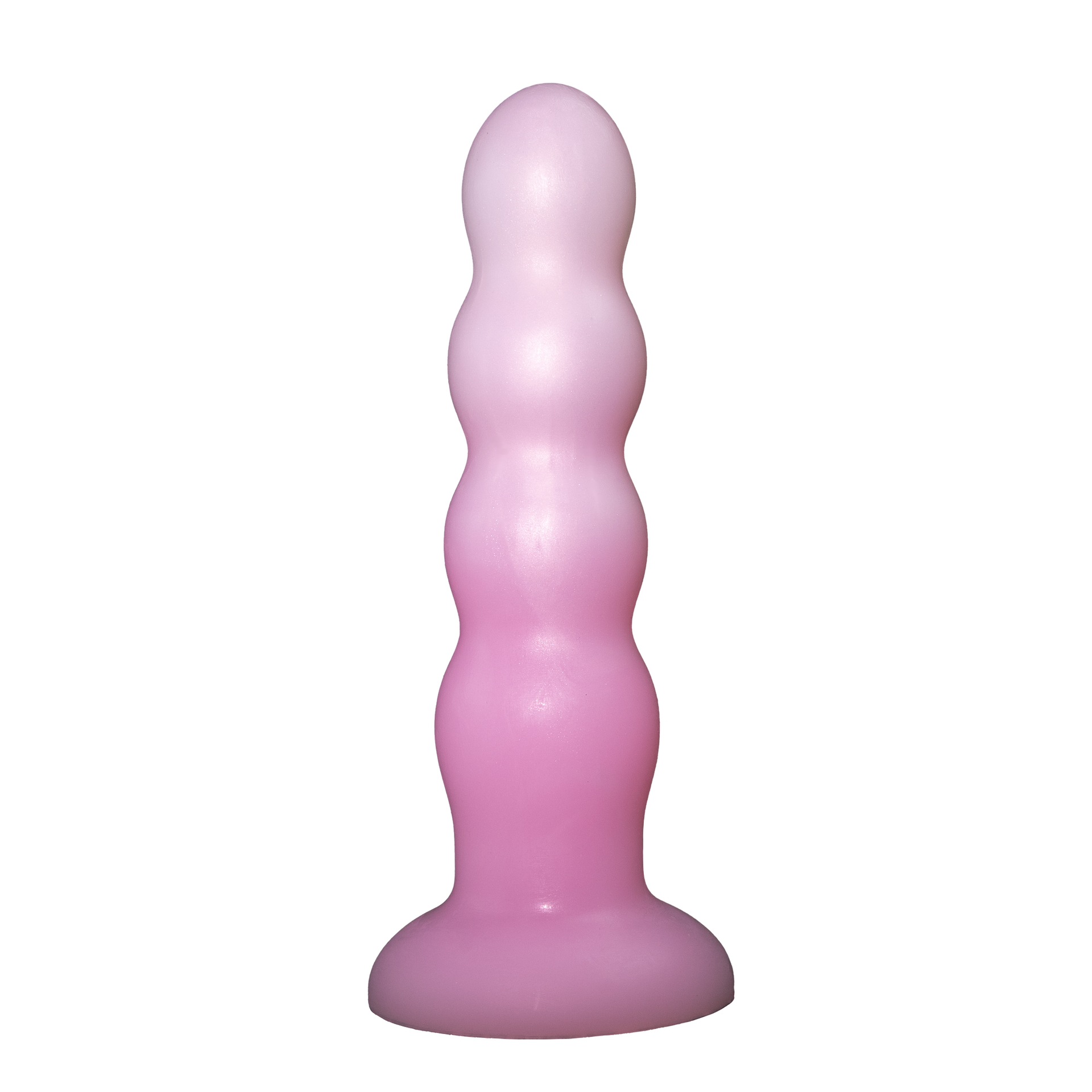 FD5253 Wavy Beads Liquid Silicone Dildo pink gradient front view