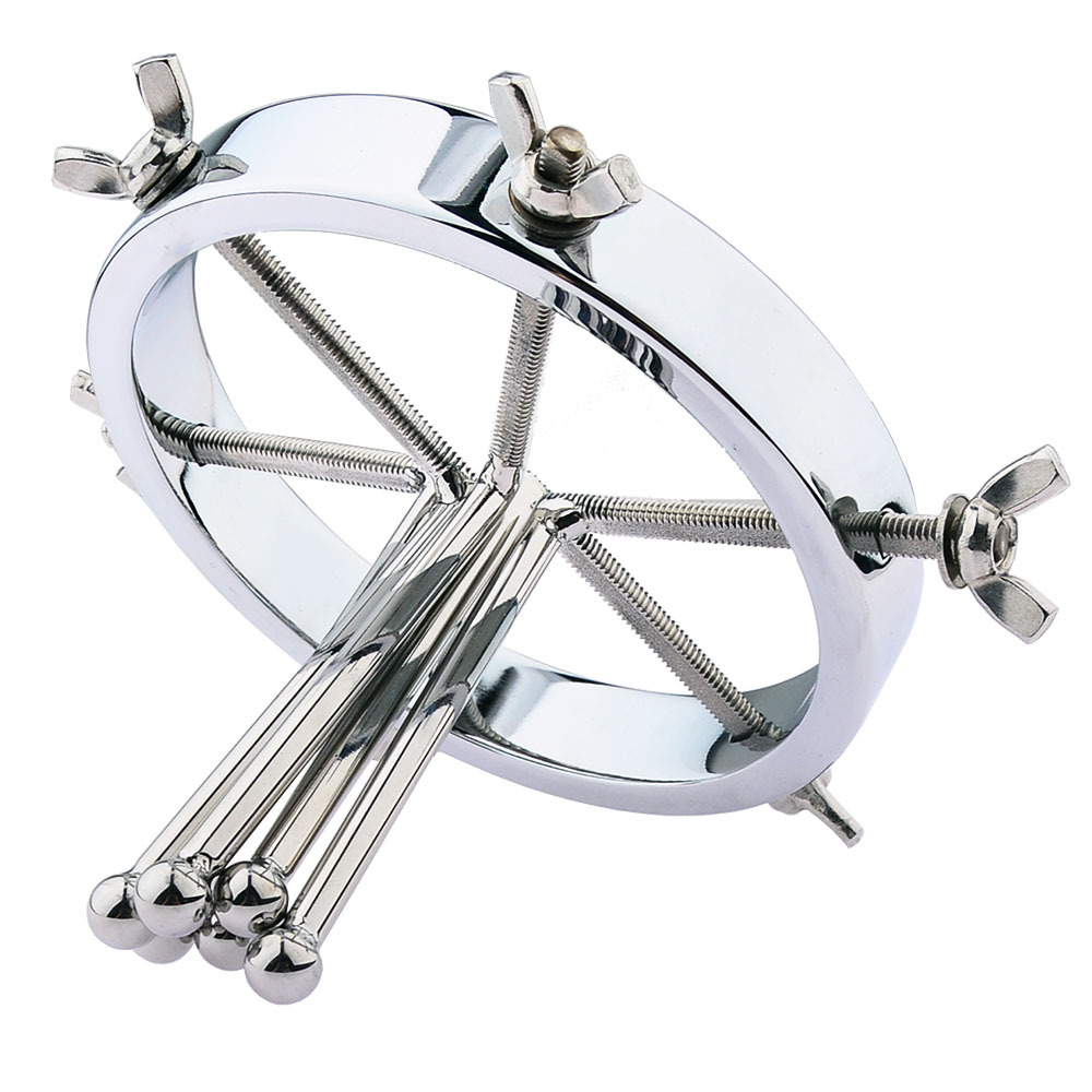 SM5180 Adjustable Metal Speculum fully opened with spreading rods