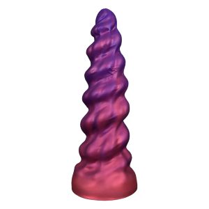 High-resolution main product image of the purple marbled spiral pagoda dildo on a clean white background.