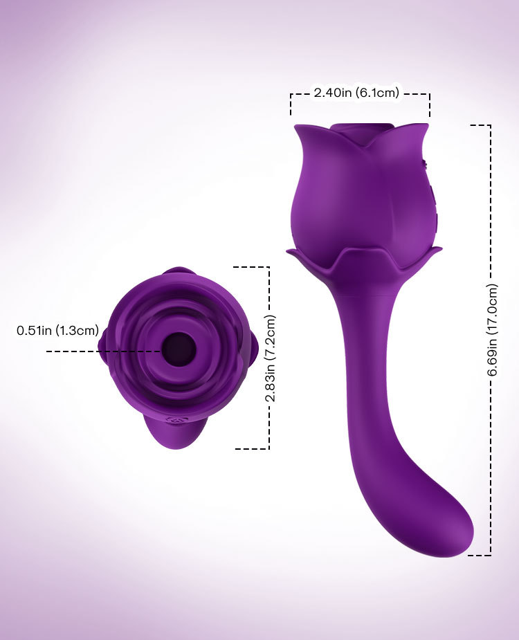 VB5171 Purple Rose Suction Vibrator detailed size and dimension specifications