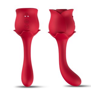 VB5171 Red Rose Clitoral Suction Vibrator dual angle product photography
