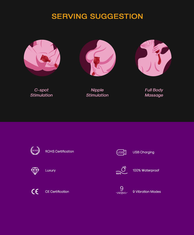 VB5171 Rose Clitoral Vibrator usage suggestions C-spot nipple and full body stimulation