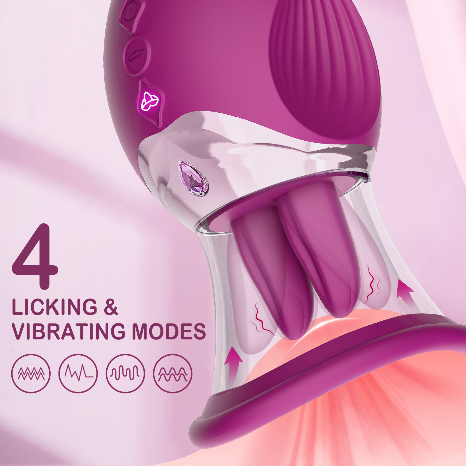 VB5172 4-in-1 Rose Suction Vibrator with 4 licking and vibrating modes