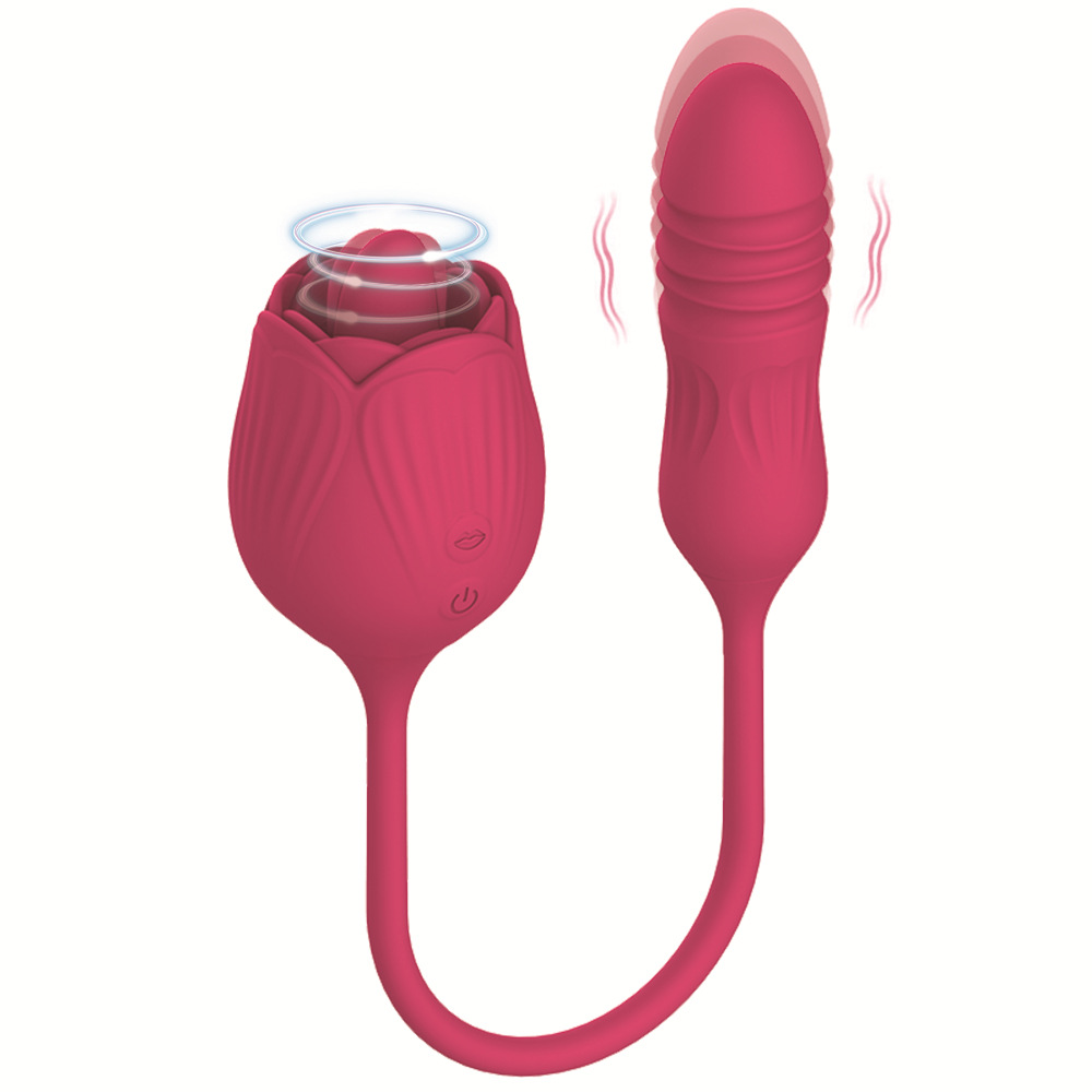 VB5173 4-in-1 Rose Thrusting Sucking Licking Vibrator full product view