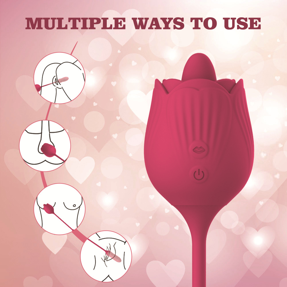 VB5173 4-in-1 Rose Thrusting Vibrator multiple usage ways clitoral g-spot stimulation
