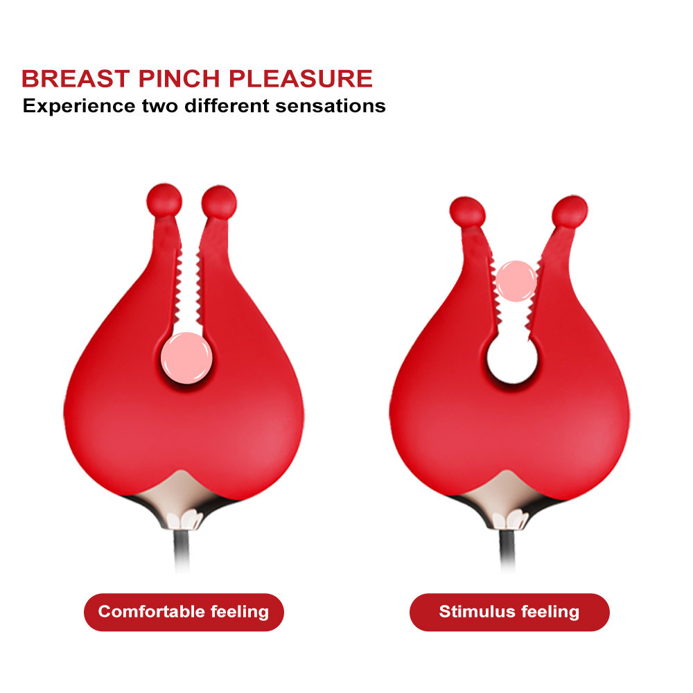 VB5175 Rose Breast Pinch Pleasure Nipple Clamps comfortable and stimulus feeling