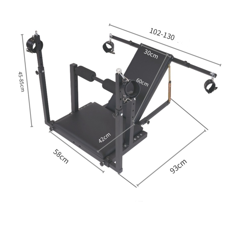 Dimensions of professional BDSM leg spreader restraint chair