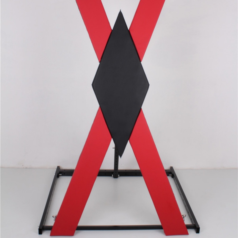 Heavy-duty X-shaped restraint rack front view for bondage studios