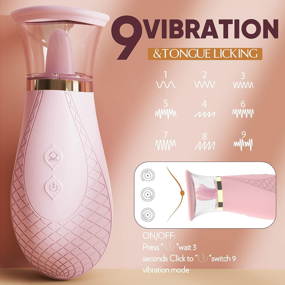 9 vibration modes display of licking sucking vibrator for women
