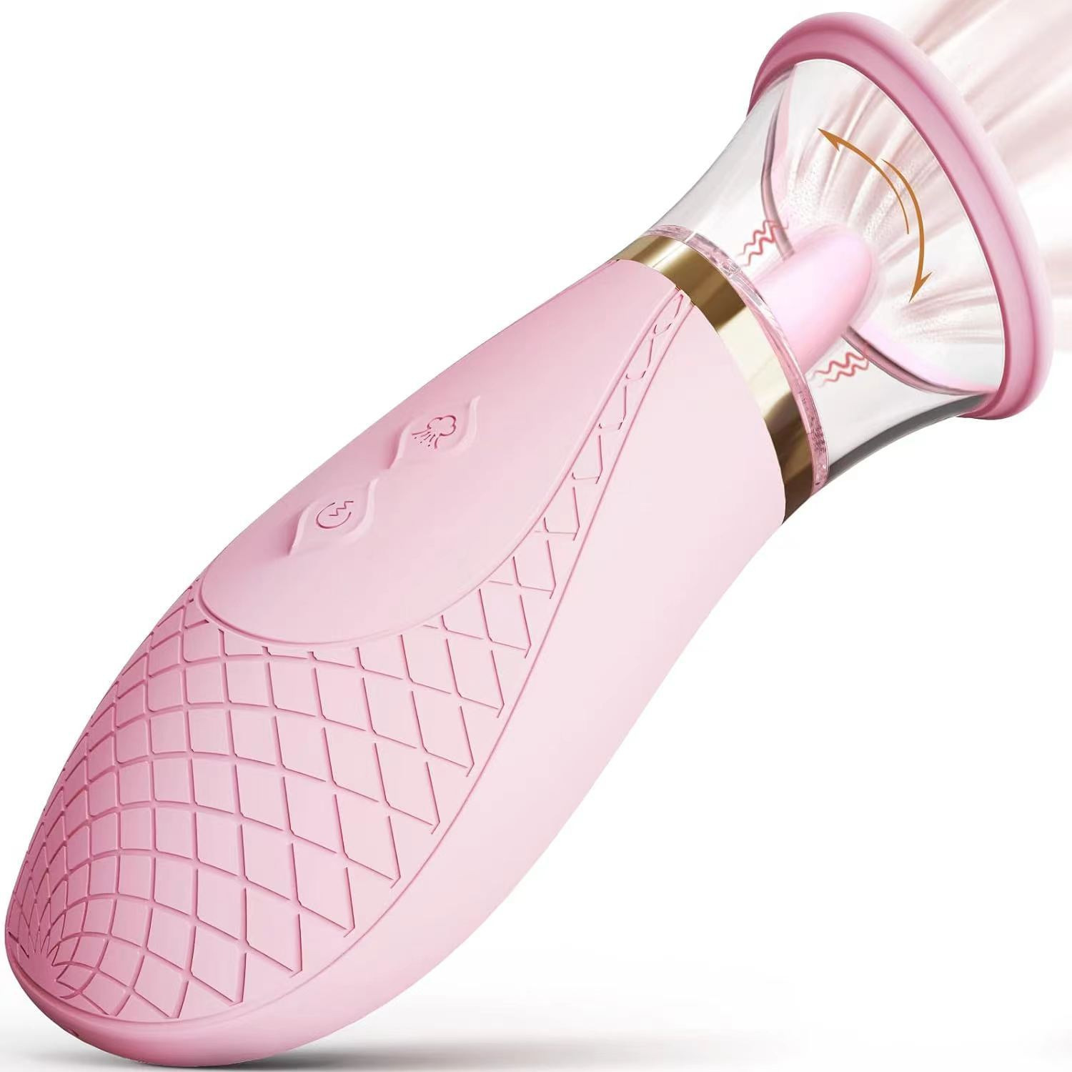 Pink licking sucking vibrator for women full product view