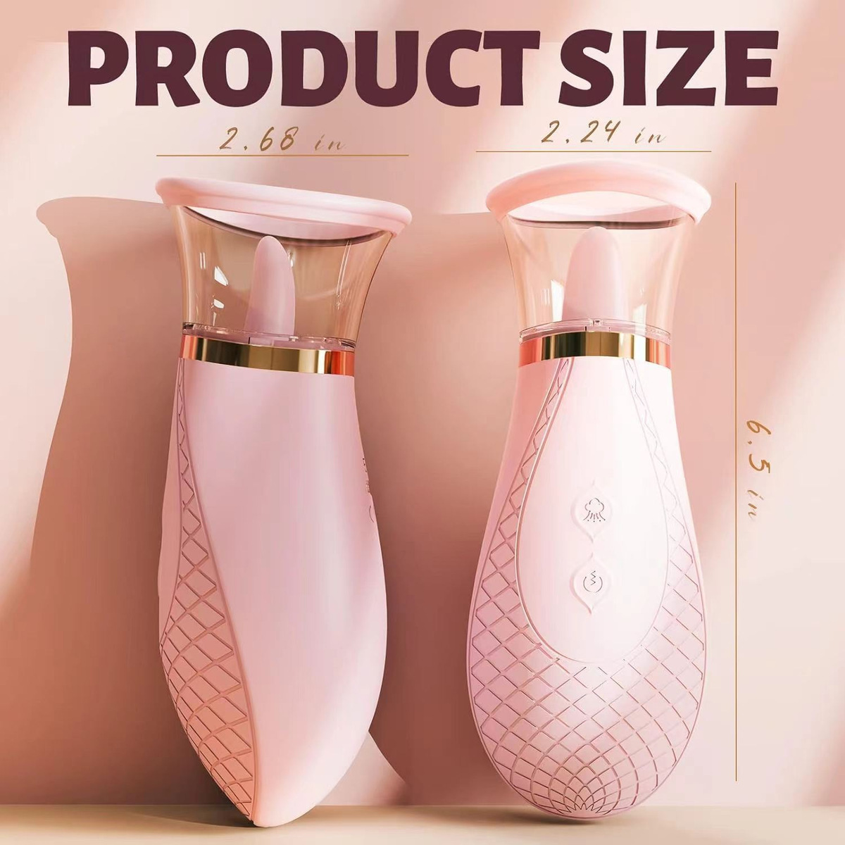 Product size comparison of licking sucking vibrator for women