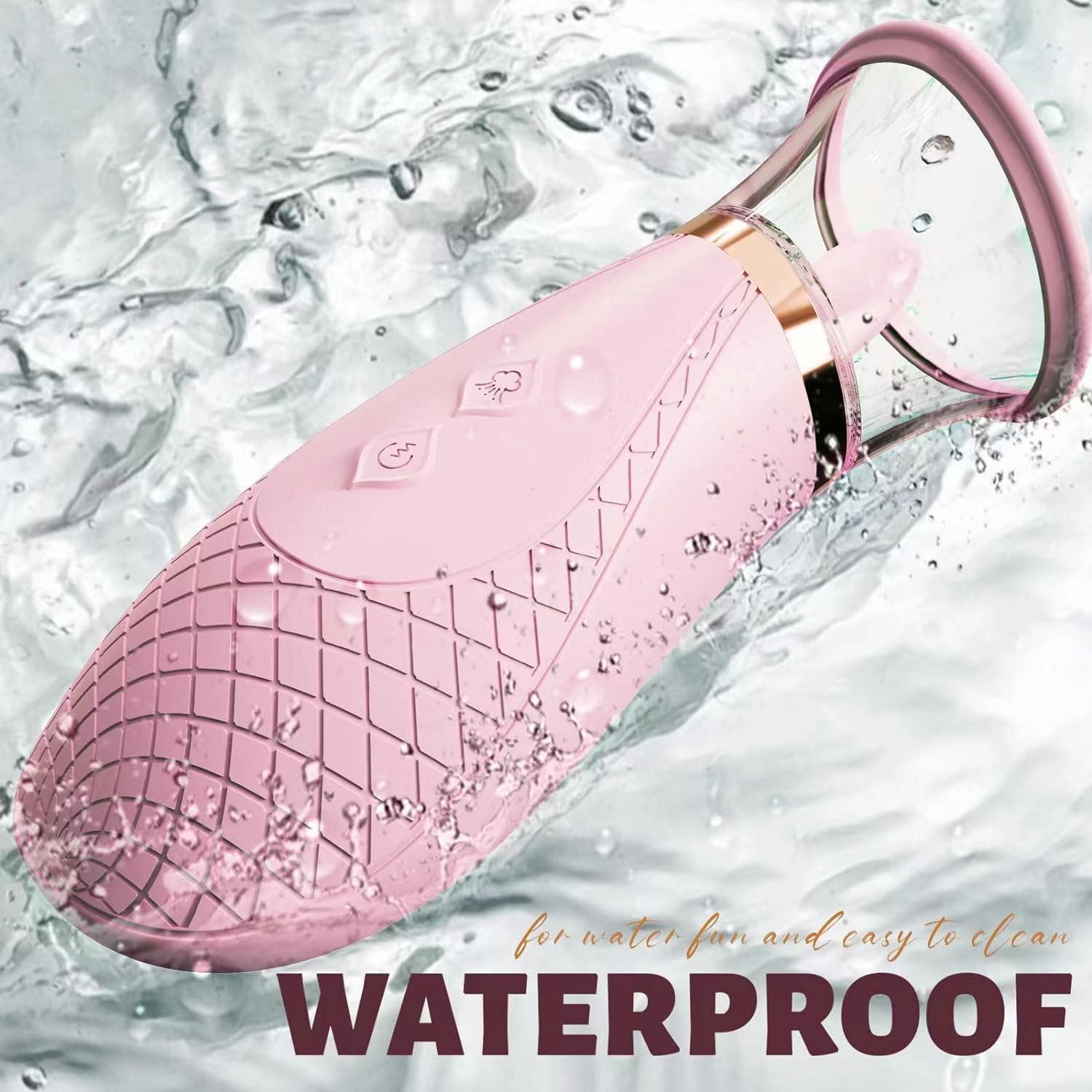 Waterproof demonstration of licking sucking vibrator for women