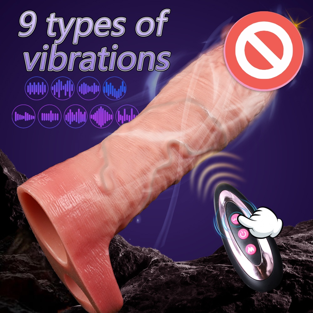 9 types of vibration modes demonstration on realistic penis extender sleeve