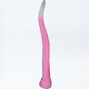 Realistic pink curved prostate massager with detailed texture for men and women