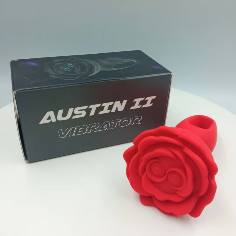Pleasuremo Austin II rose shaped vibrator with branded box