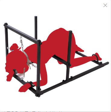 PLEASUREMO SM6902 BDSM four-point restraint station in use