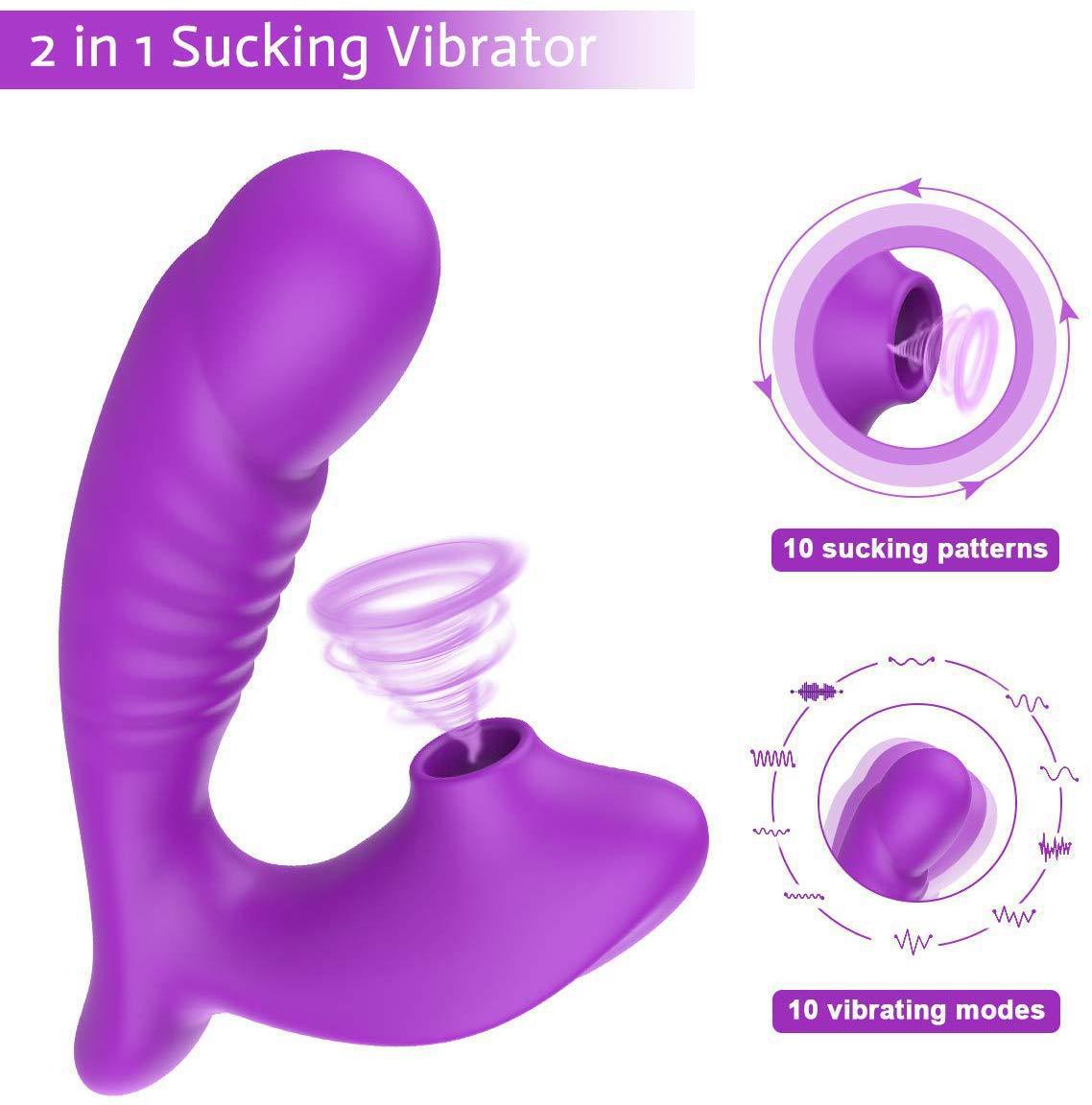 Pleasuremo VB6043 2-in-1 sucking and vibration mode diagram