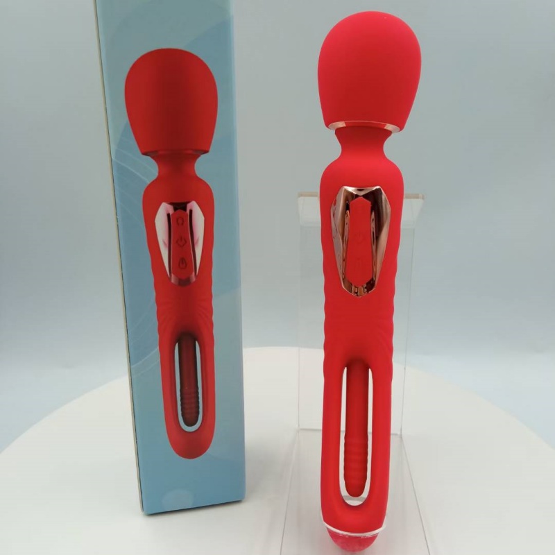 Pleasuremo red wand vibrator in packaging