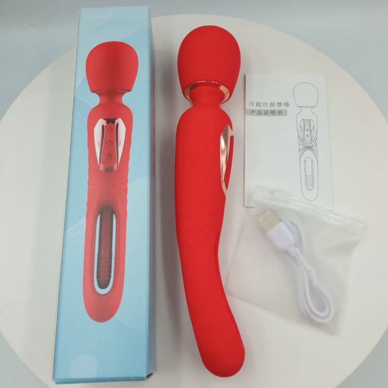 Pleasuremo wand vibrator with USB charging cable and manual