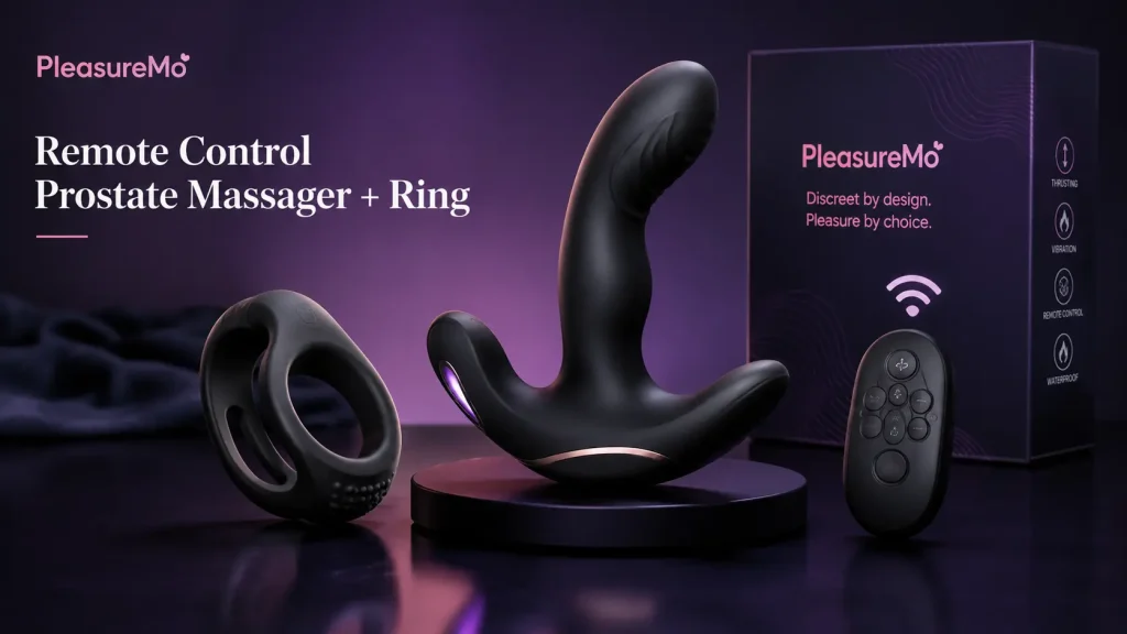 Remote control prostate massager and cock ring set with wireless controller for male pleasure product wholesale