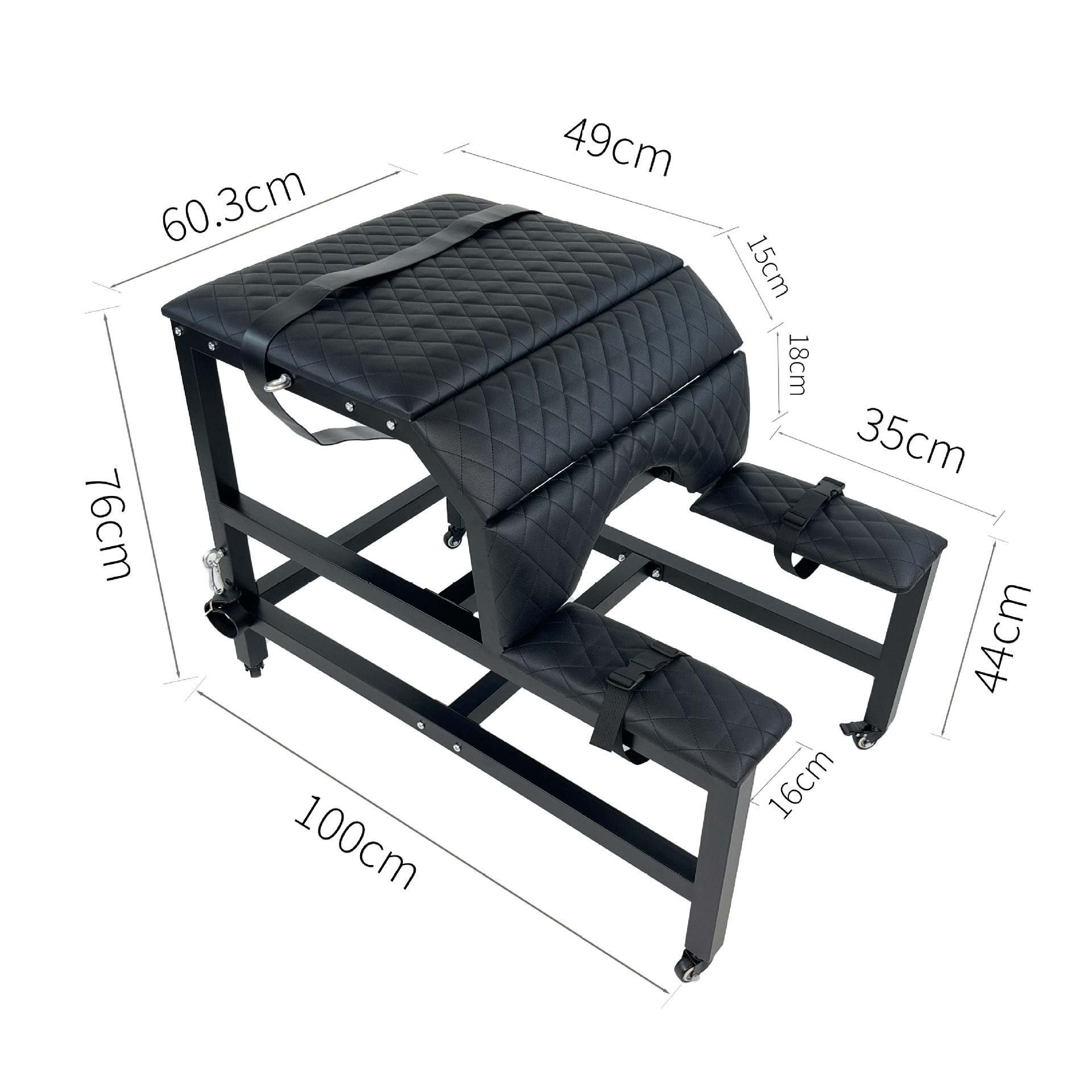 Detailed dimensions of the SM6121 BDSM restraint chair