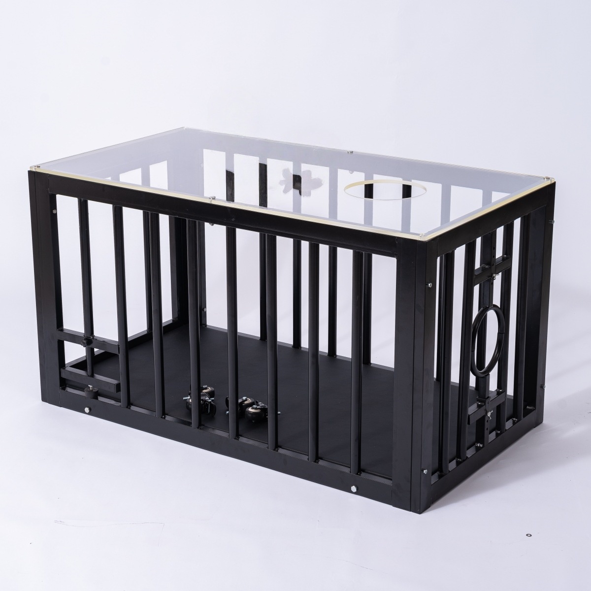 Full view of the PLEASUREMO SM6908 metal bondage cage