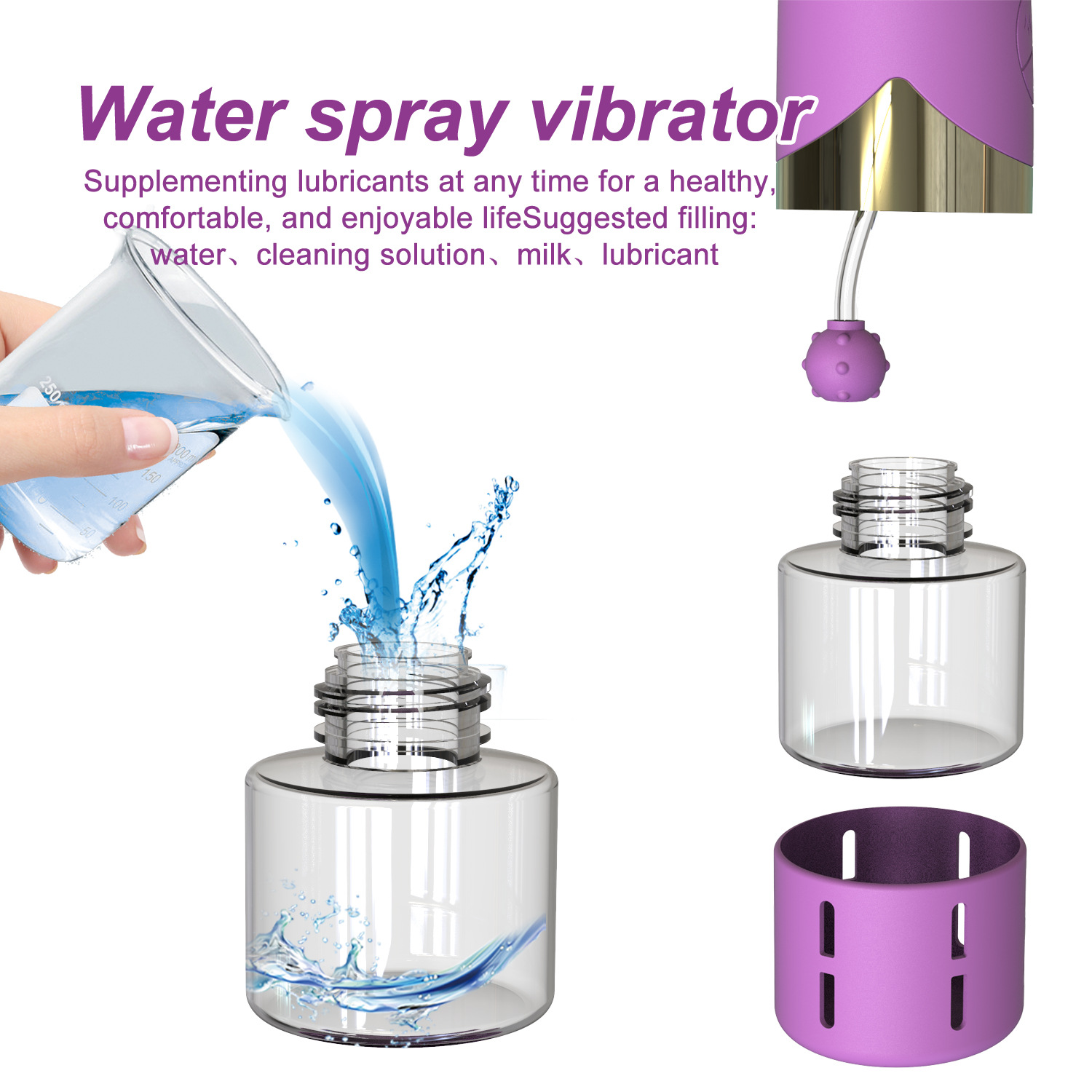 how to add water in to the water spray thrusting vibrator